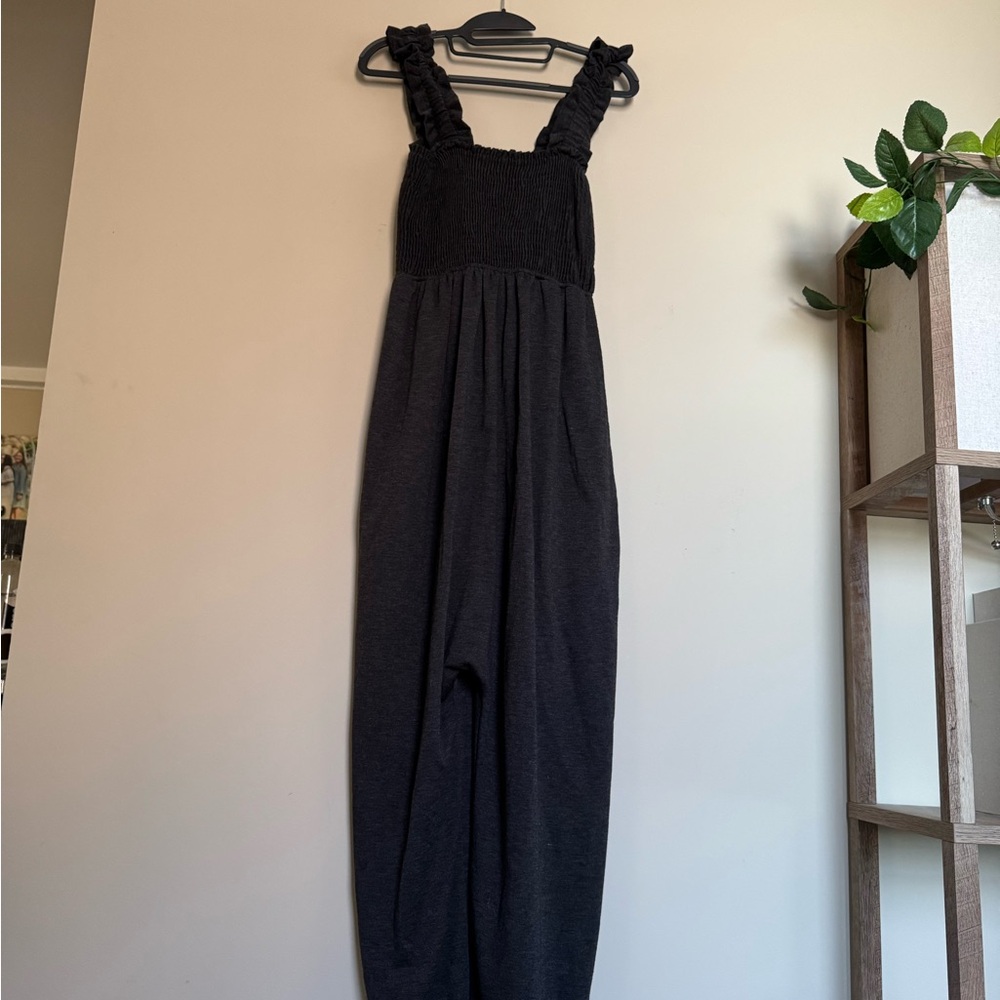 Three Bird Nest Charcoal Textured Jumpsuit
